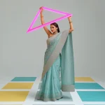 Acrylic Triangle Prop: Aqua Net Crystal Saree | desi saree ai prompt