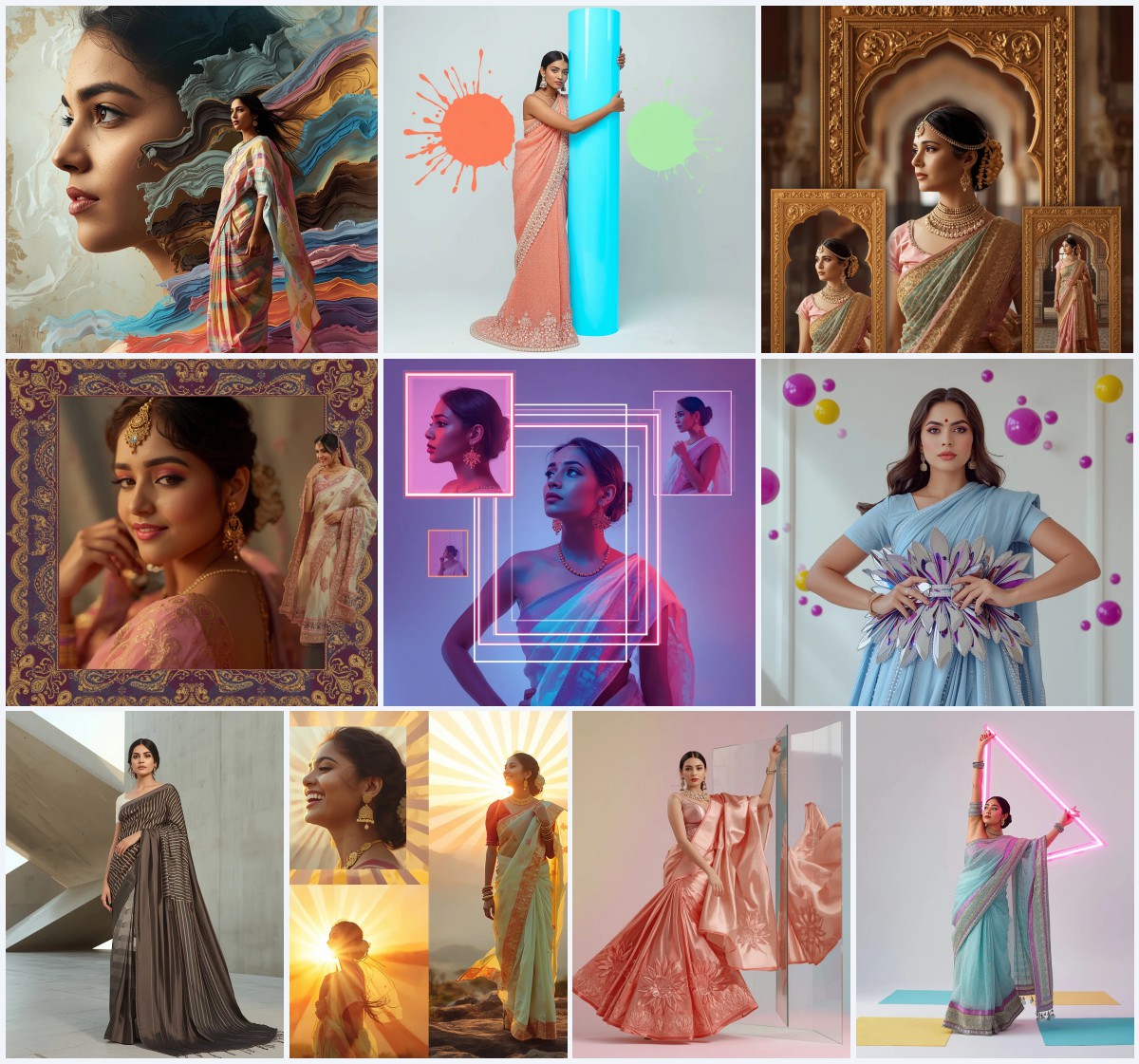 Best 10 Prompt Generator From Image for Saree Style Recreation | prompt for ai image editing
