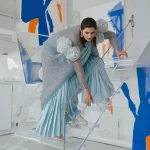Silver Chainmail Ascend: Sky-Blue Saree | saree prompt chatgpt