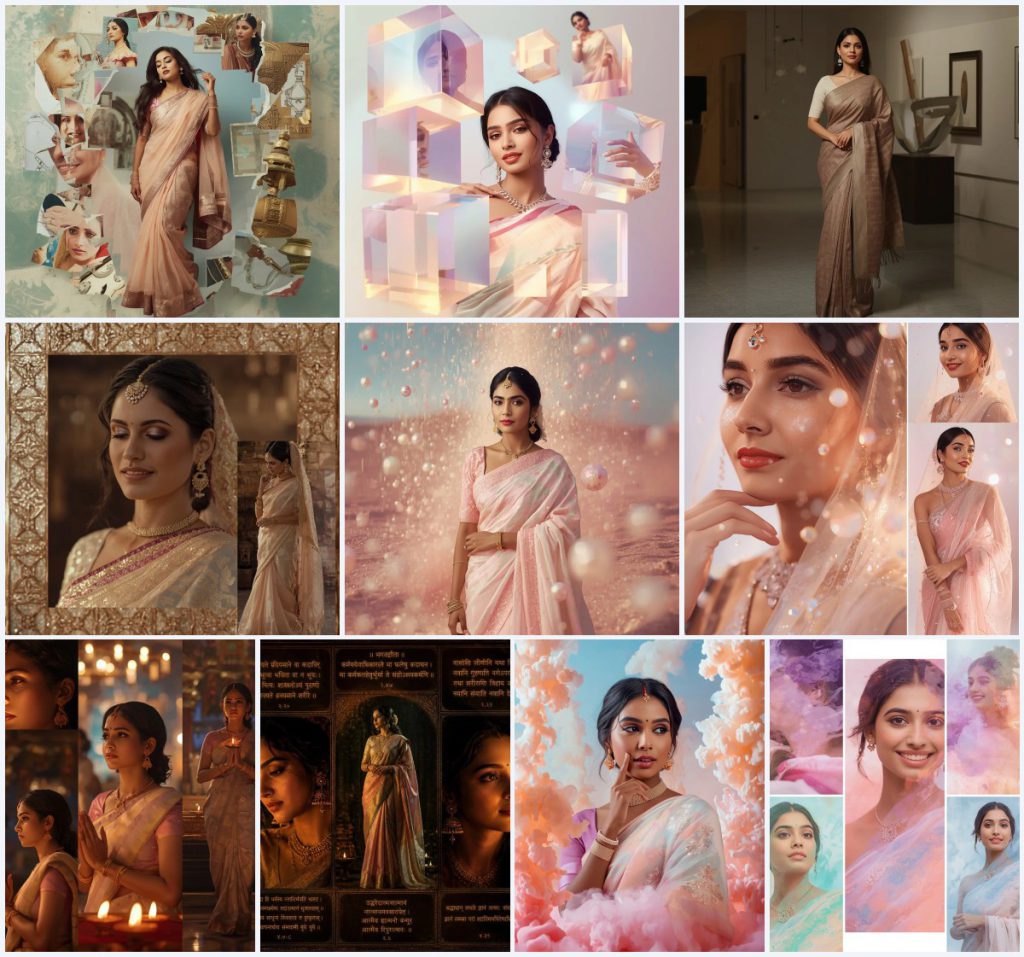 Top 10 AI Prompt Examples for Diverse Saree Visuals | traditional saree prompt for girl in english