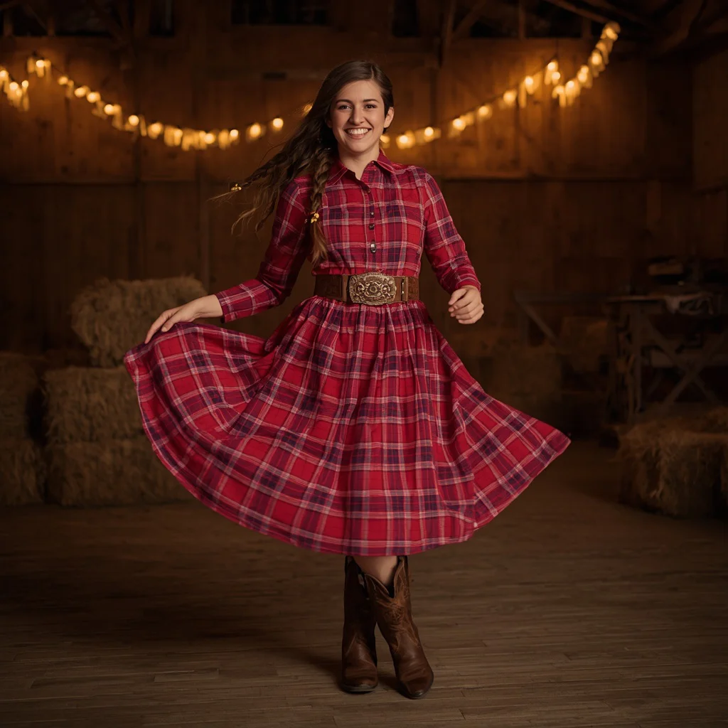 Rustic Elegance at a Countryside Barn Dance Party — AI image prompt